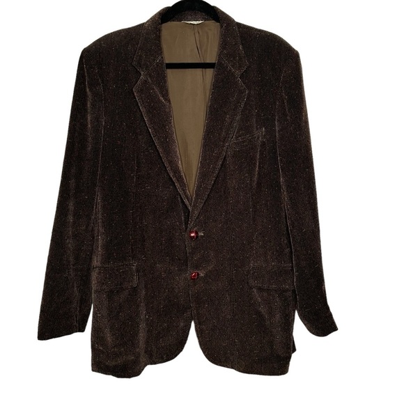 Boston Clipper Vtg Brown Mottled Soft Corduroy Two-Button Blazer Sz 44L - Picture 1 of 11
